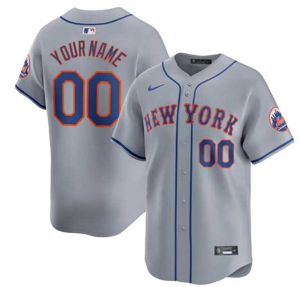 Men%27s New York Mets Active Player Cutsom 2024 Gray Away Limited Stitched Baseball Jersey